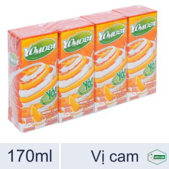 Lốc 4 hộp sữa chua uống hương cam YoMost 170ml